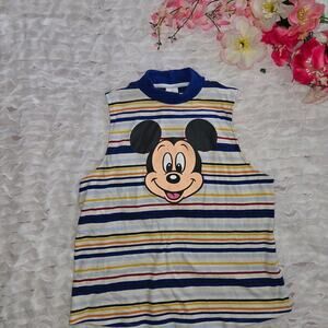 Disney Blue and Yellow Striped Mickey Mouse Blouse